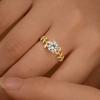 CAOSHI Elegant Lady Wedding Band Leaf Shape Finger Ring Brilliant Zirconia Jewelry for Engagement Aesthetic Graceful Accessories