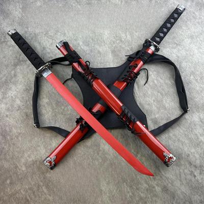 Double Shoulder Strap Knife Back Scabbard Costume PU Leather
