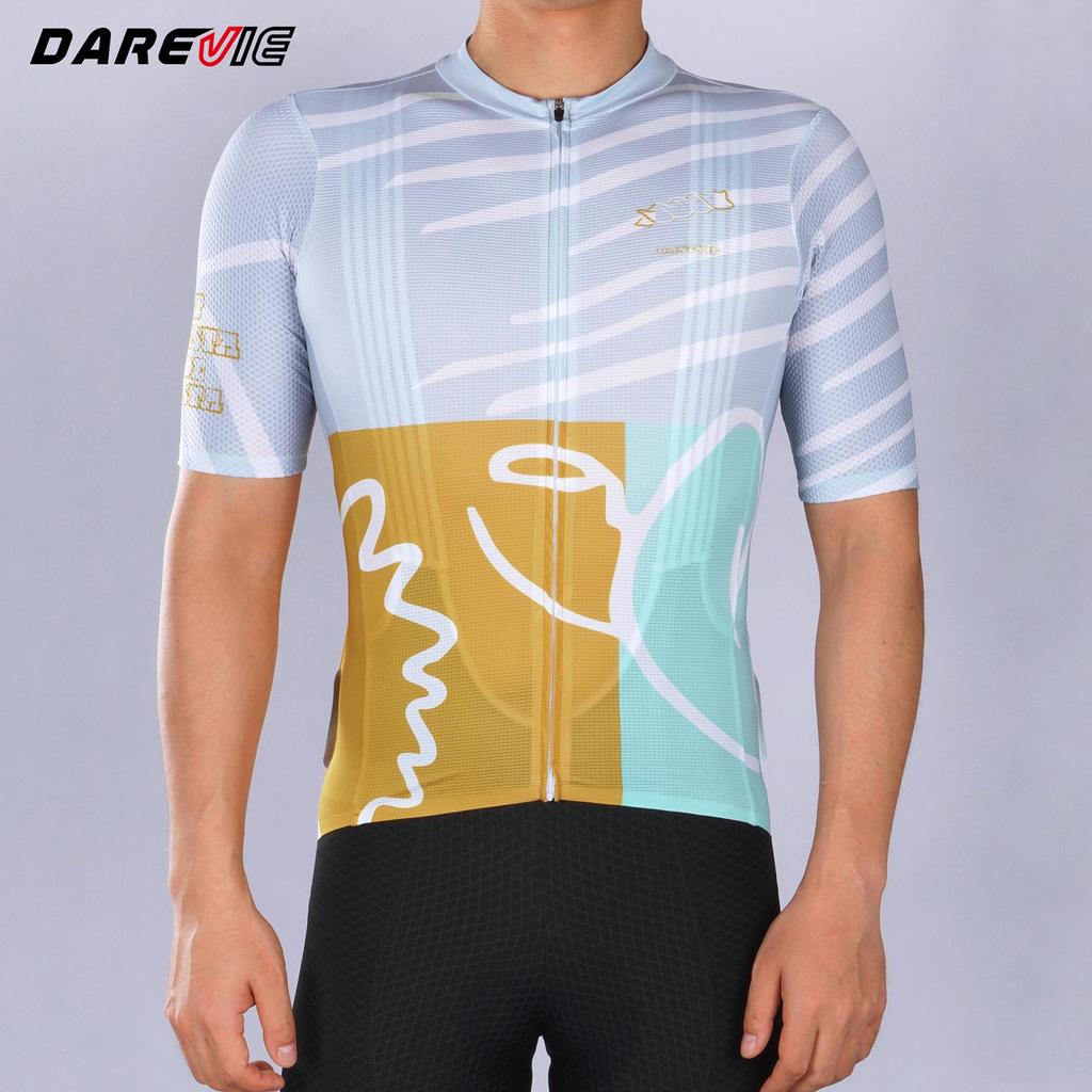 Darevie Men's Quick-Dry Cycling Jersey - Breathable Short Sleeve Bike Top