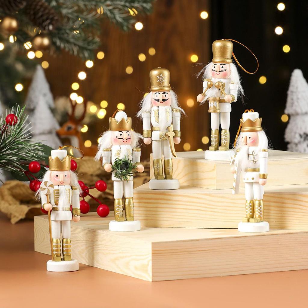 Cross-border Nutcracker Christmas Ornament - Wooden Small Gift for Window or Desktop Decorations