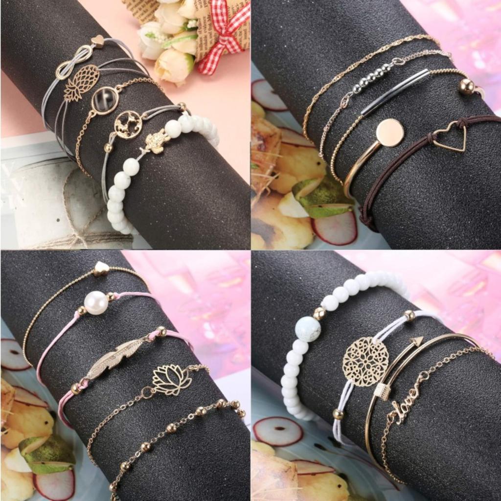 Bobisty 20Pcs String Bracelets for Women Trendy Multiple Stackable Wrap Bangle Charm Bracelet Adjustable Anklet Jewelry Gifts