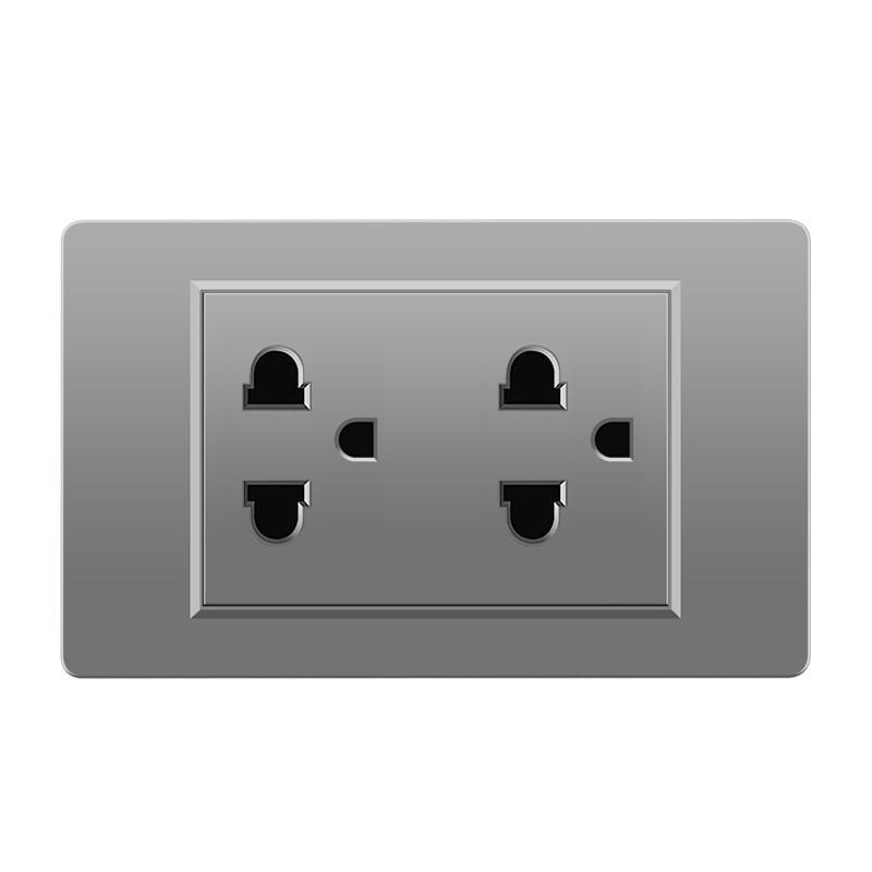 118 Type Switch Six-Hole Gray Wall Socket with Type-C 20W, Thai Style & PC Panel, Taiwan Socket