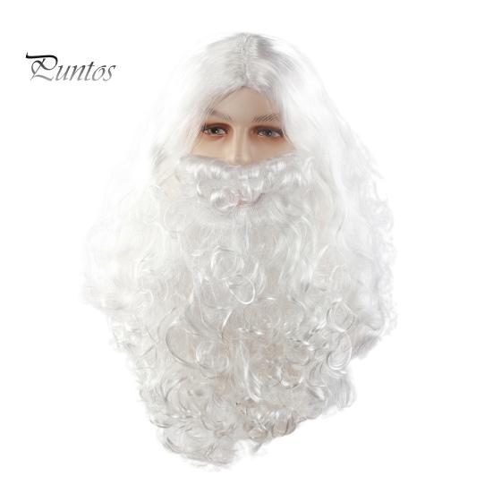 

Набор париков для бороды Санта-Клауса, белый кудрявый парик для рождественского костюма, аутентичный набор париков для рождественского косплея в стиле Санты 1