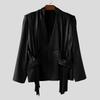 INCERUN Men V Neck Long Sleeve Glitter Ruffled Patchwork Thin Loose Party Blazer Coats