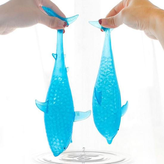 Bead-Filled Shark Squeeze Toy Stress Relief Blue Dolphin Sensory Toy Soft Stress Ball Simulation Sea Animal Pinch Fidget