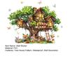 Tree House Animal Wall Sticker Self-adhesive Waterproof PVC Spring Forest Treehouse Sticker Home Office Living Room Bedroom Wall Decoration Decal