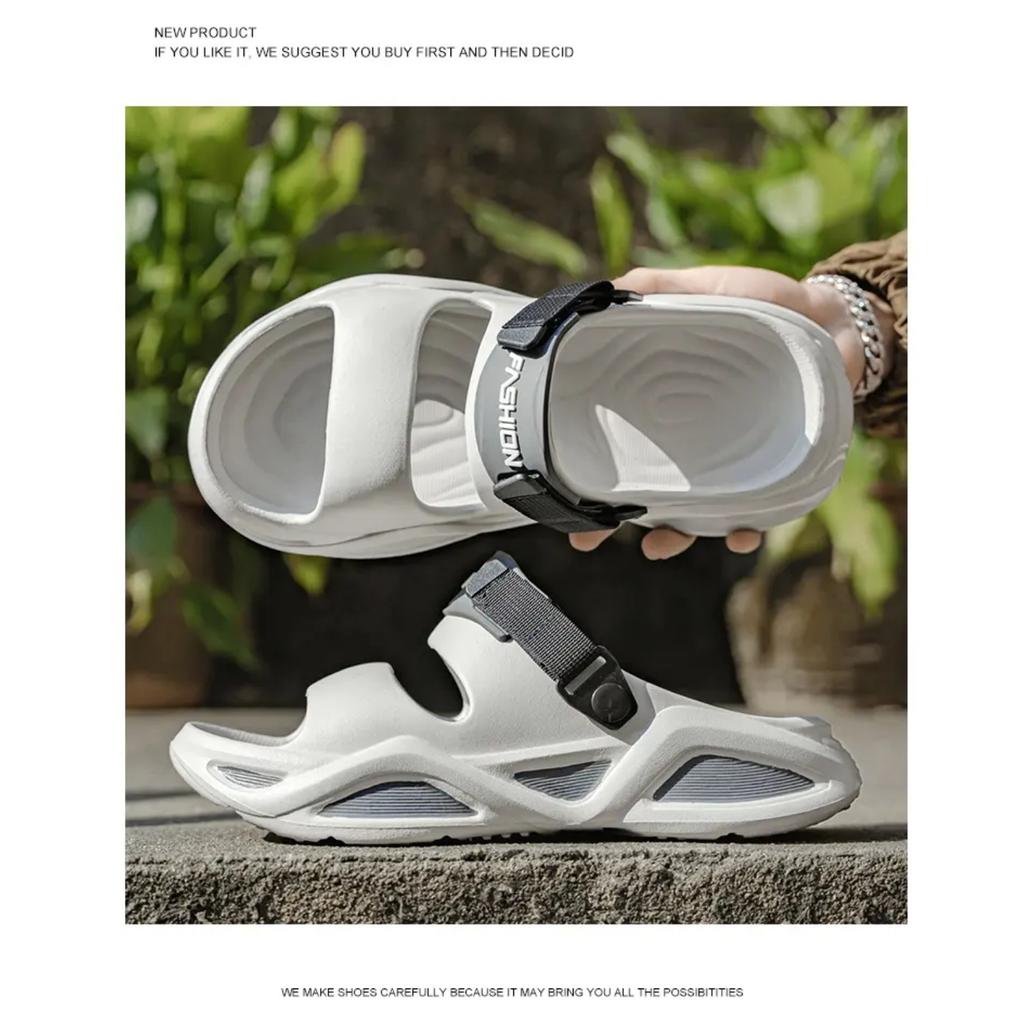 Fashion EVA Men Sandals Printed Height Increasing Thick Bottom Slippers Comfortable Breathable Outdoor Slippers