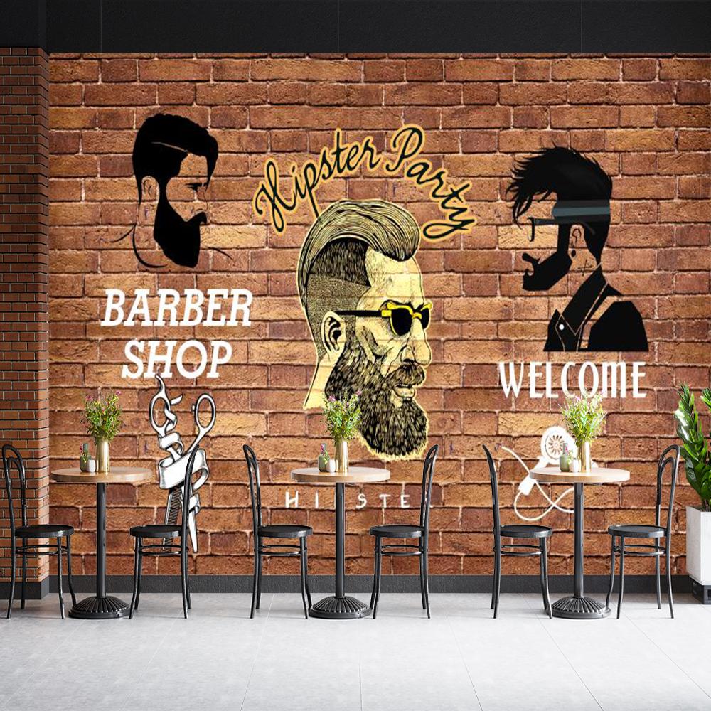 Barber Shop Wall Paper Trend Hairdressing Men's Salon Wallpaper Industrial Decoration Mural