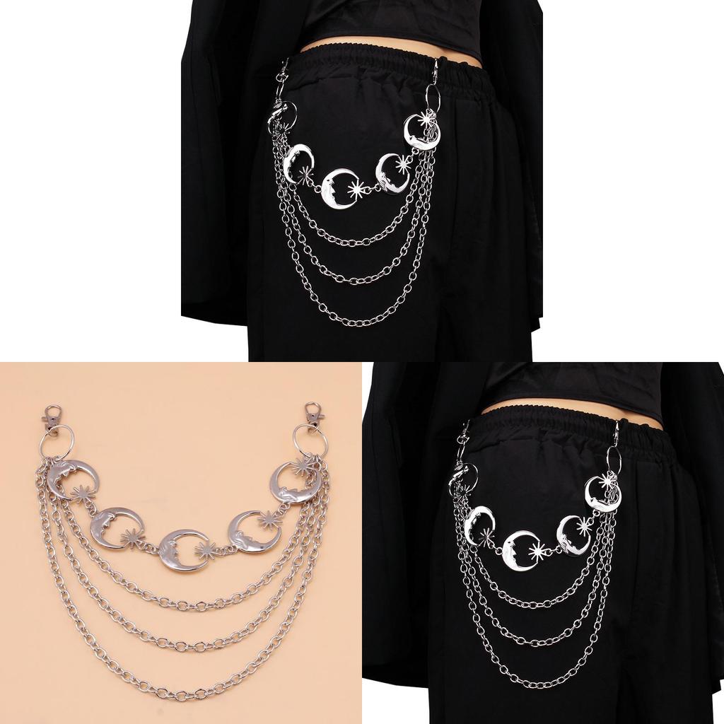 Moon Phase Metal Body Chain For Women Men With Multi Layer Punk Style Waist Accessory