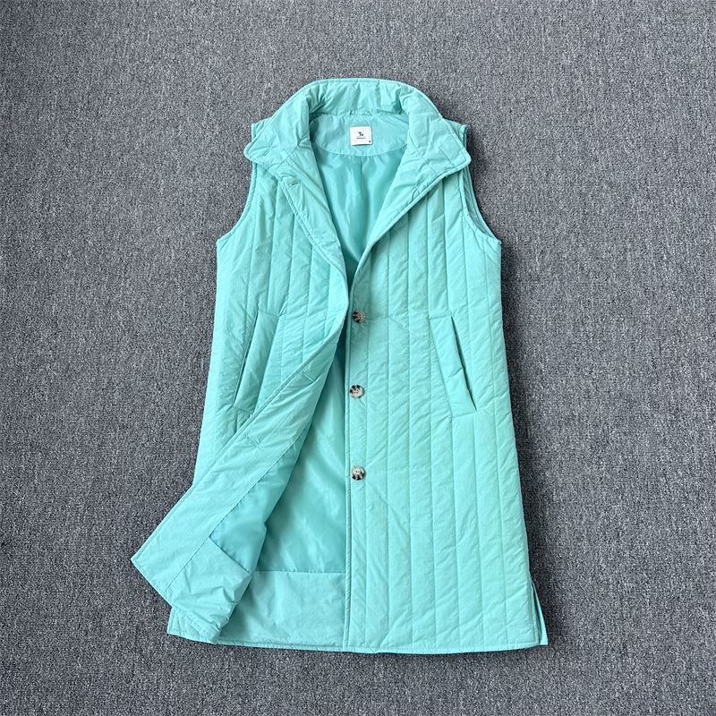 

100.00kg Exported to UK Plus size Mid-Length Ultra-Light Vest Women Stand Collar Single-Breasted Spring and Autumn All-Matching Waistcoat Vest tu mid-length single-breasted ultra-light vest 20