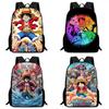 Cartoon One Piece Mochila 15 Inch School Backpack Light Weight Adjustable Bookbag for Boys Girls Primary School Daily Use Travel