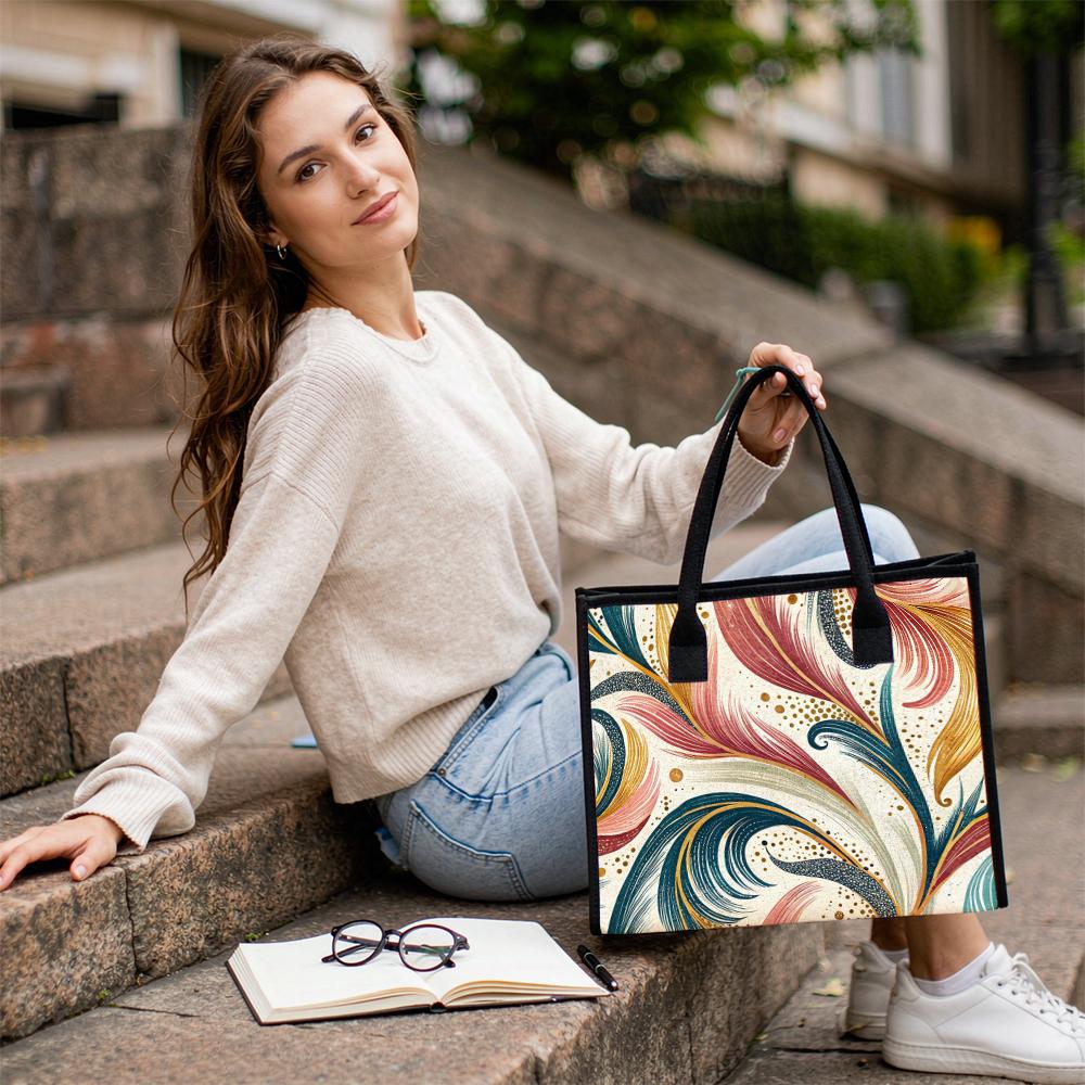 Boho Floral Print Tote Bag Large Casual Daily Shoulder Handbag for Women