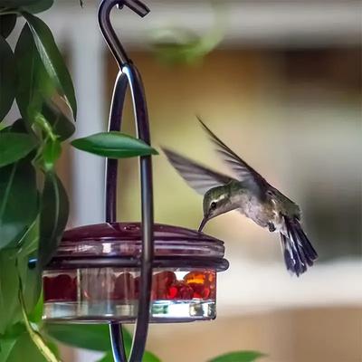 Hummingbird Drinker Feeder with Red Bowl Outdoor Humming Bird Feeder Attract Birds for Outside Garden Backyard Patio Deck