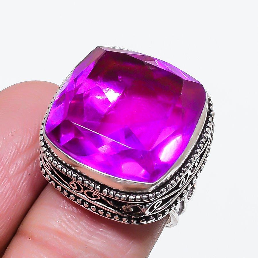 

Натуральный розовый рубеллит, драгоценный камень, ювелирное изделие из стерлингового серебра 925 пробы, кольцо, размер 6 o3W90