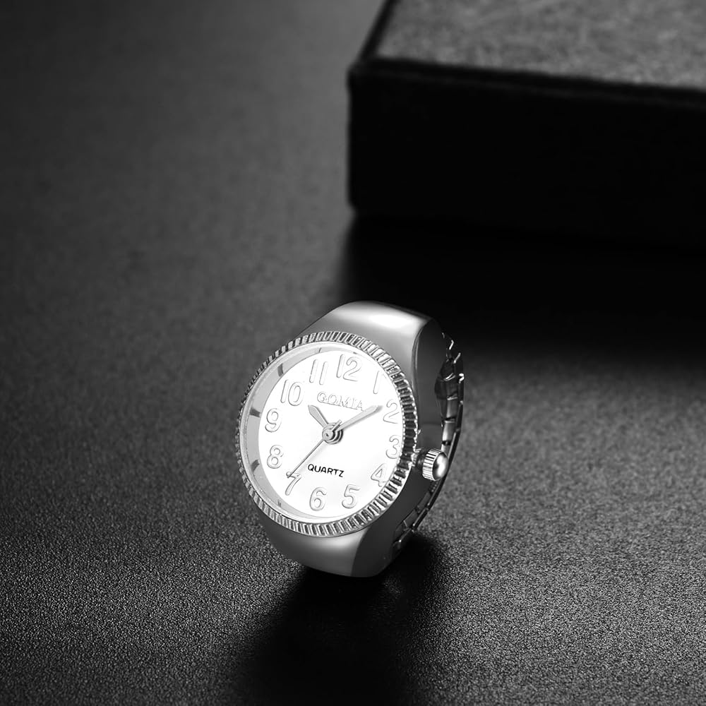 "Fashion Ring Watch for Women Adjustable Stainless Steel Analog Waterproof Quartz Timepiece Gold Silver"