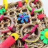 New Natural Rattan Parrot Bite Toy Hanging Interactive Bird Teething Toy Colorful Durable Parrot Climbing Net Pet Supplies