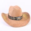 Popular European and American Classic Suede Western Cowboy Hat Men's and Women's Big Brim Embroidered Outdoor Sun Hat