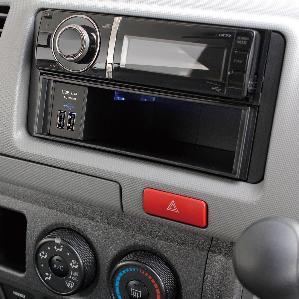 Tsuchiya Yac Car Audio DIN BOX USB Power Supply, 2.4A, Black, VP-D12