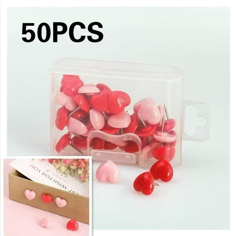 New Heart Shape 50 Pieces Plastic High Quality Cork Board Safety Colorful Thumbtacks Office School Accessories Student Supplies