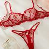 New Lace Lace Red Cherry Floral Hot Temptation Charm Sexy Sexy Three-point Erotic Underwear Cover