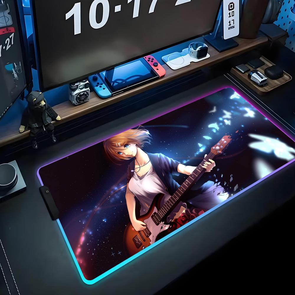 anime guitar girl Mouse Pad RGB Gaming Mousepad Big LED Pad PC Desk Mat Luminous Mouse Pad Large Keyboard Mats Table Rug With