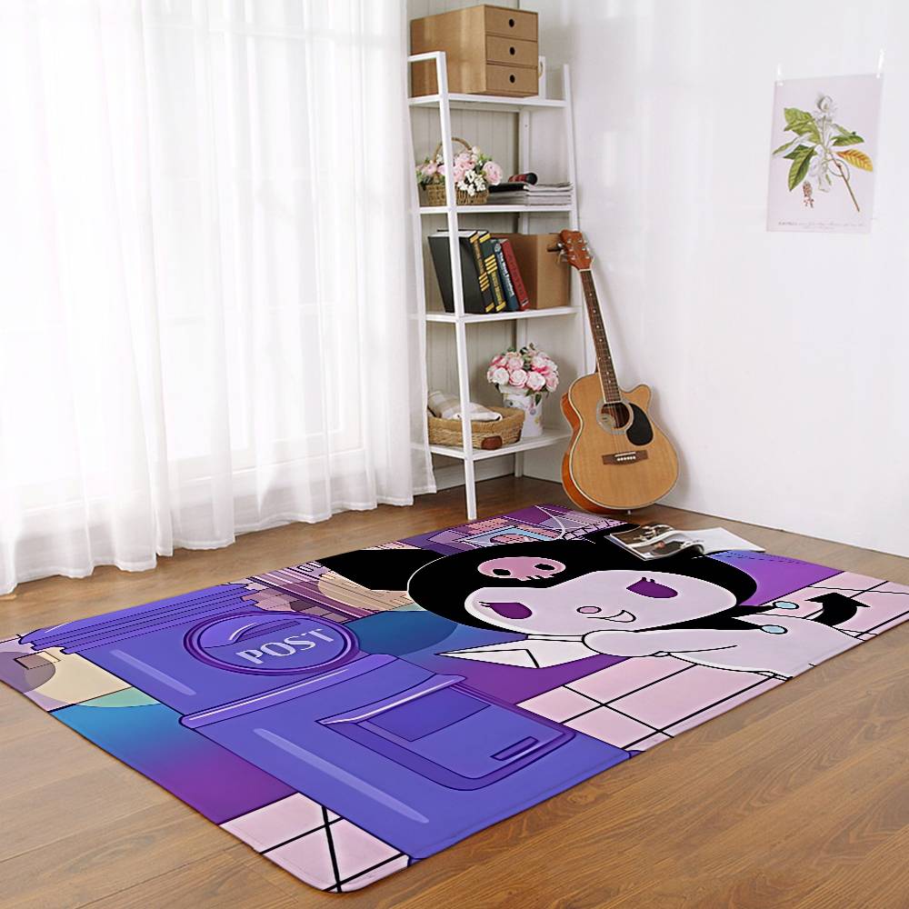 Cute Anime Kuromi Floor Mats Home Laundry Rug Carpet For Living Room Decor Lounge Area Anti-slip Foot Mat Entrance Doormat