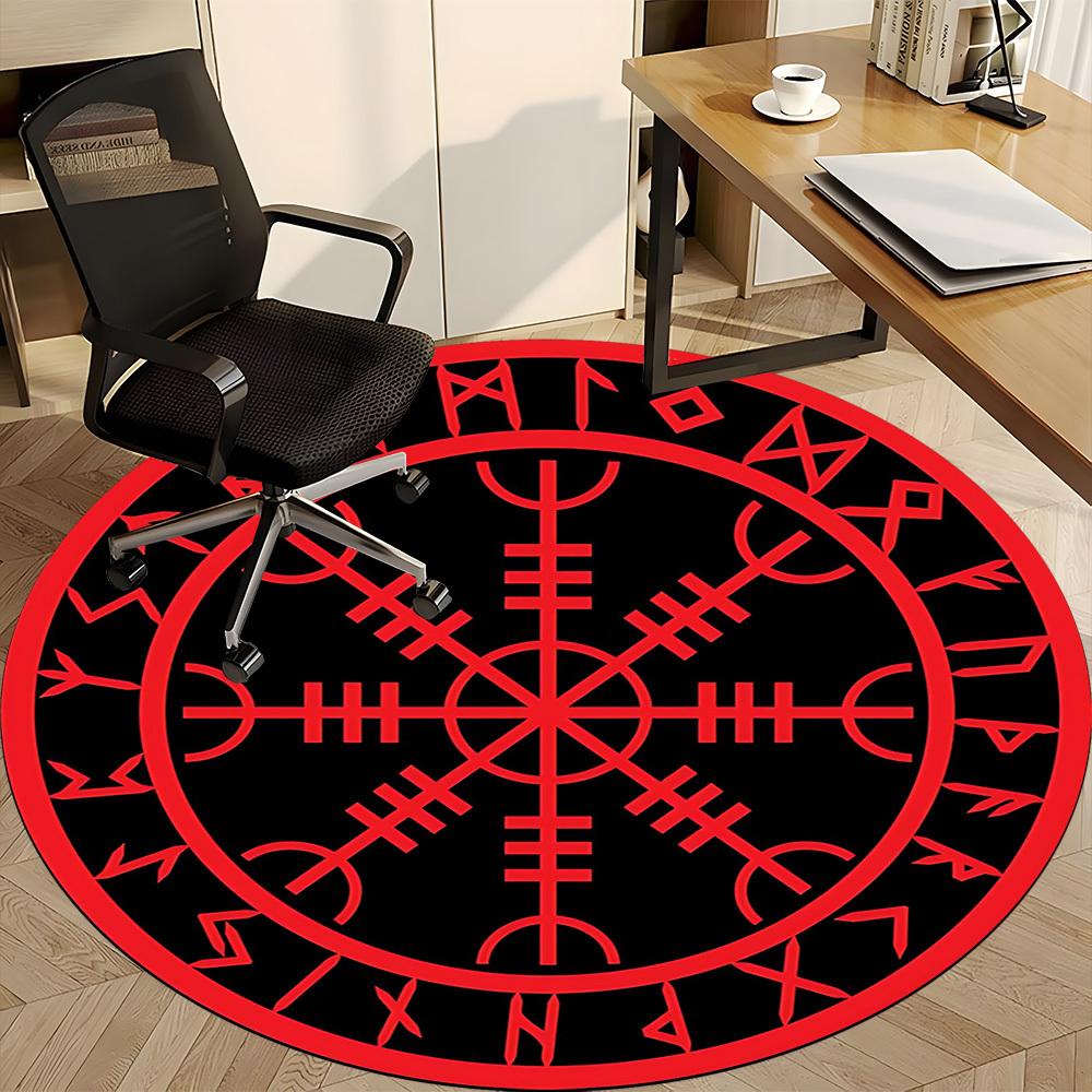 1pc Viking Compass Office Round Area Rug, Under Office Chairs Bedroom Living Room Home Decor, Room Deco, Available In Various Sizes