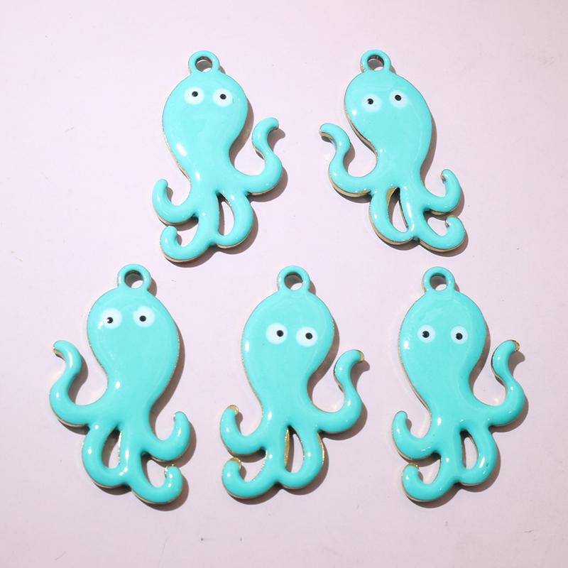 10pcs 28x15mm Enamel Octopus Charms Pendant Stainless Steel DIY Jewelry Making Accessories Findings for Necklace Earrings