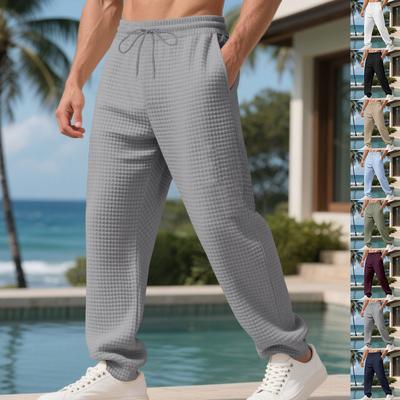 Men's Relaxed Straight-Leg Jacquard Small Check Casual Slim-Fit Commuter Trousers