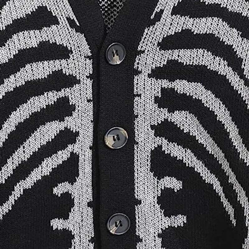 Unisex Pletené svetry se žakárovým vzorem Jarní Podzimní Ležérní Volný Kardigan pro Muže Ženy Nadměrná velikost Halloweenské Y2K Kardigany