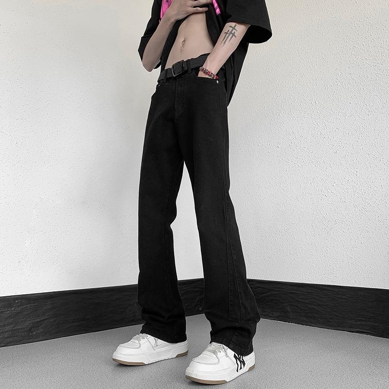 

Мужские весенне-осенние однотонные приталенные универсальные прямые повседневные брюки в стиле хай-стрит XXXL чёрный