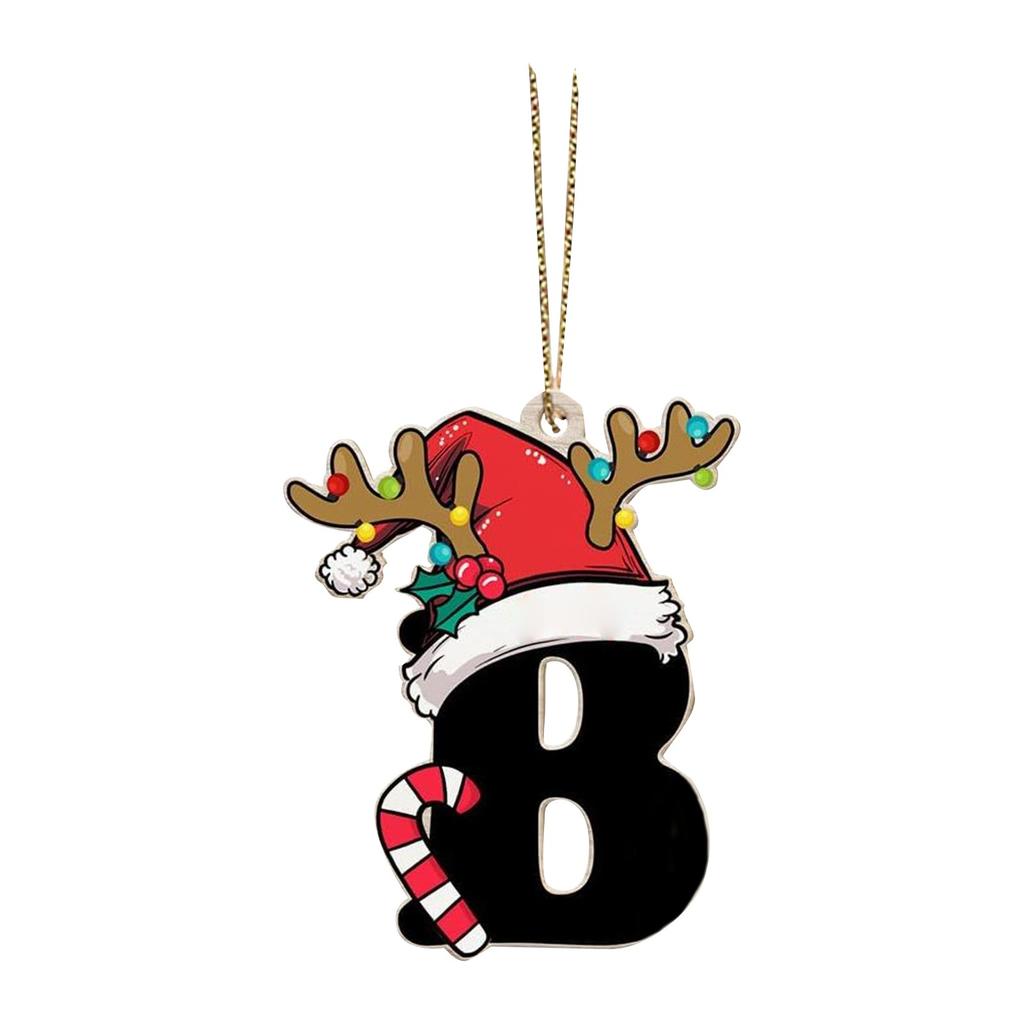 Christmas Ornament 26 Letters Deer Antlers Black Letter 2D Flat Design Each Festive Holiday Christmas Tree Hanging Decorating
