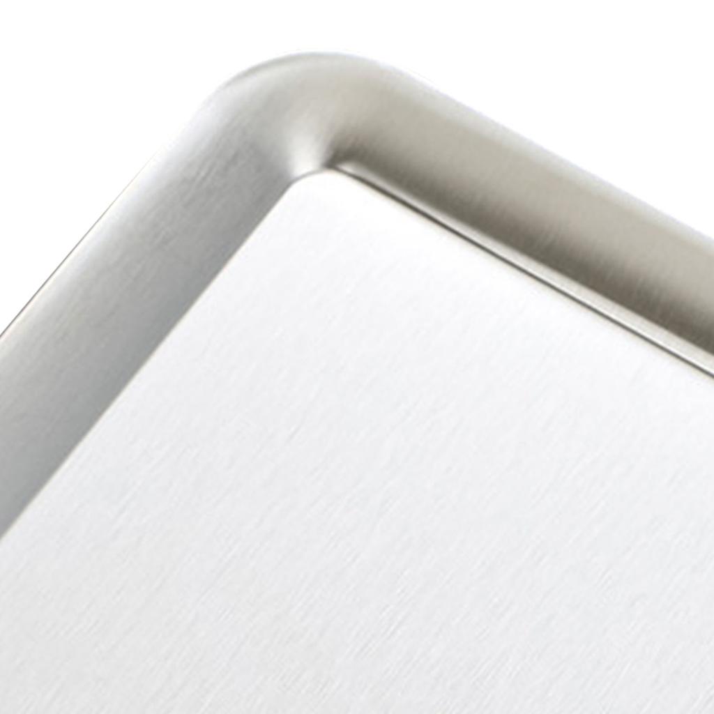 Serving Platter Square Stainless Steel Dish Tray Barbecue Plate Silver Color for Home L