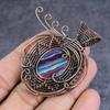Natural Rainbow Calsilica Gemstone Copper Wire Wrap Jewelry Pendant 2.36" U8v18