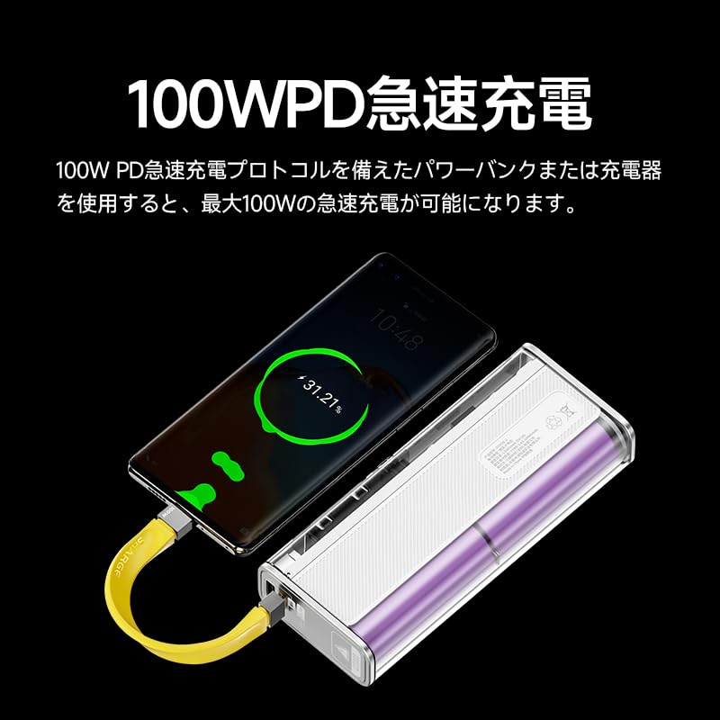 SHARGE 14cm Short 100W PD Fast 10Gbps Data Compatible with iPhone MacBook and Compact and Widely Type C to Yellow USB-C & USB-C Cable, Charging,