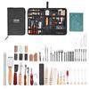 Leather Working Tools Kit, 59 PCS Leather Craft Tools with Portable Canvas Storage Bag, Engraving Punching Sewing Stamping Sanding Tools