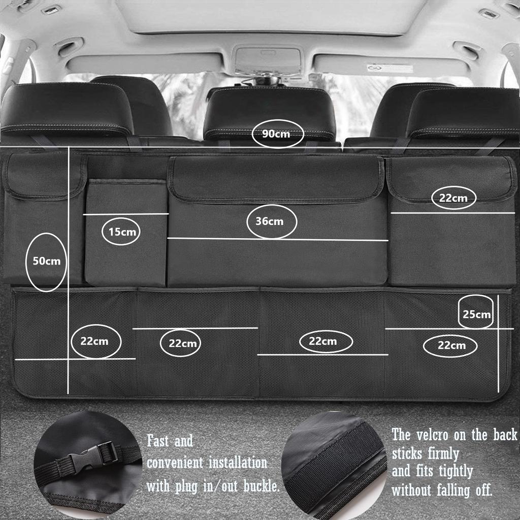 Organisateurs de coffre de voiture Organisateur suspendu pour siège arrière avec 9 grands sacs de rangement Organisateur de sac de rangement pour coffre de voiture