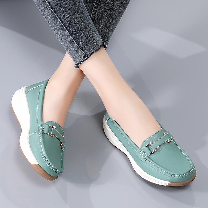 Women's Casual Walking Shoes Wedges Leather Sliders Breathable Non-slip Shoes For Women