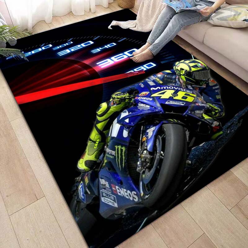 The Doctor Cartoon Character Black Carpet Mat Colorful Lettering Living Room Rug with Number 46 Round Logo Home Decoration