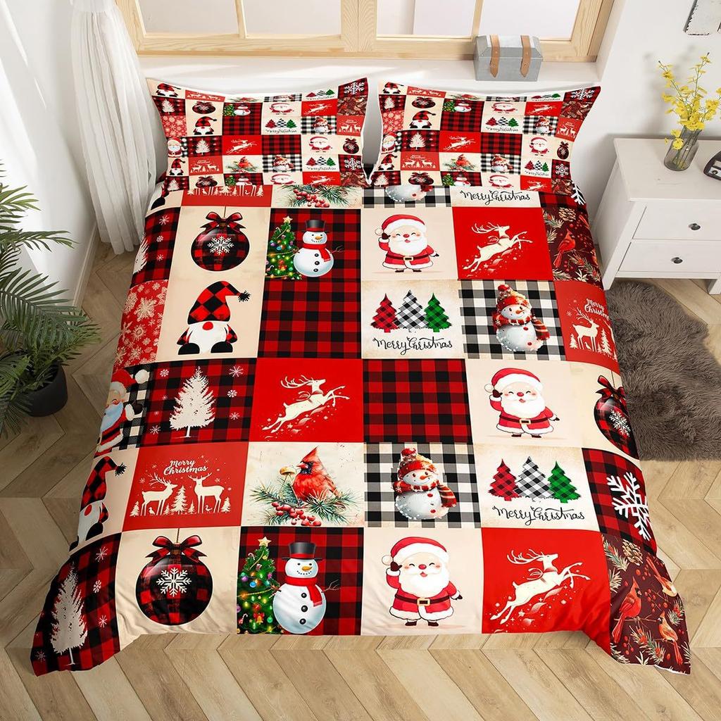 Christmas Snowman Down Comforter Set Bedding Set 3-piece Duvet Cover Set