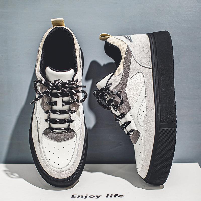 Niche Board Shoes Men's Fashion Leather Low-top Platform Casual Shoes High Street Versatile Trend Shoes
