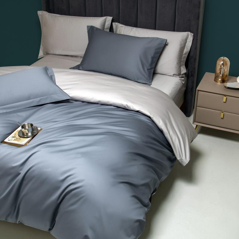 High-end four-piece set Class A 100S long-staple cotton solid color pure cotton four-piece set