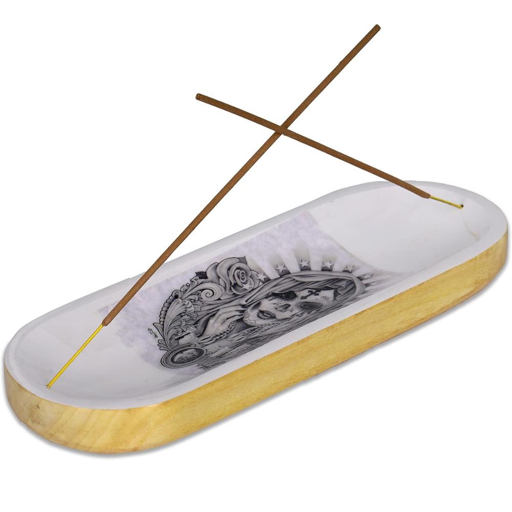 

Bless-International Традиционный-Ручной-Поднос-Курильница-Деревянный-Держатель-Палочки-благовоний-Плавник-Улавливатель-Подставка-Для-Ароматерапии-Медитации 11x4x1.22 Inches