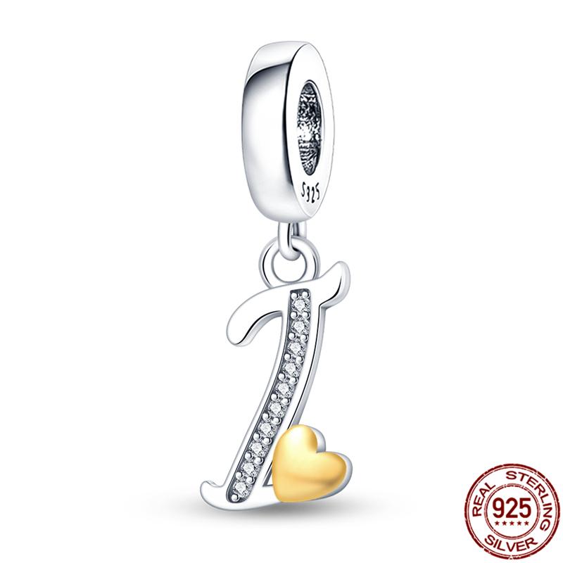 Original Design Anhänger Zirkon Herzform 26 englische Buchstaben A-Z Charm Perlen Passend 925 Original Armband Halskette Schmuck