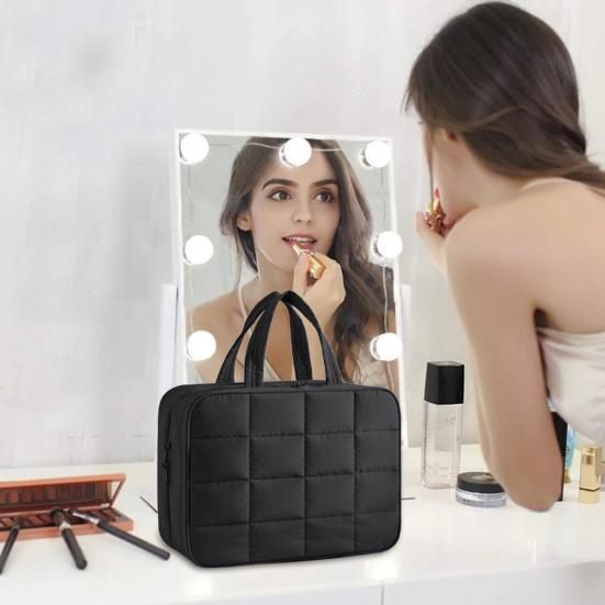 Portable Cosmetic Bag Large Capacity Jewelry Organizer Multi Compartments Classification Storage Travel Trip Home Office School Travel Toilet