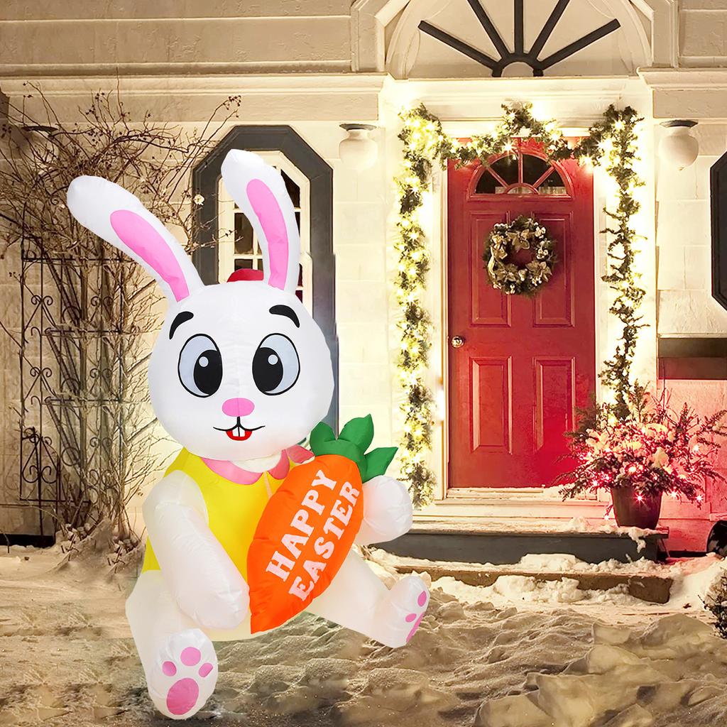Coniglietto Pasquale Illuminato Con Carota – Decorazione In Tessuto Morbido Con Luce Calda, Per Casa E Regali