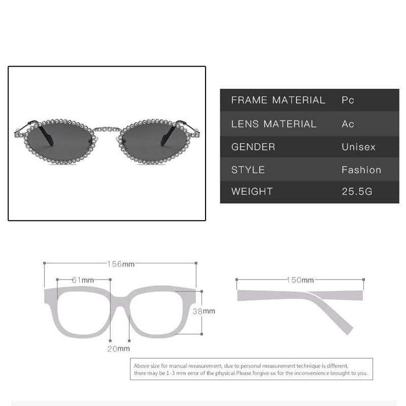 Vintage Punk Luxury Brand Designer Diamond Oval Sunglasses Women Sun Glasses For Female Uv400 Trendy Small Frame Crystal Shades