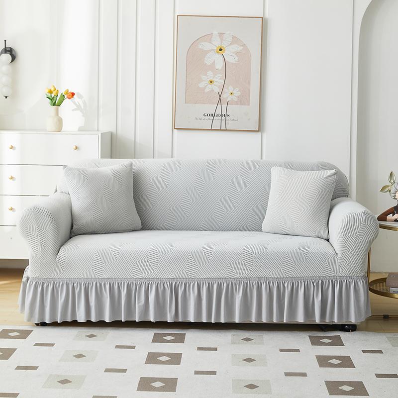 1Pcs  Jacquard Elastic Sofa Cover With Skirt All-Inclusive Sofa Cover for Living Room 1/2/3/4 Seater