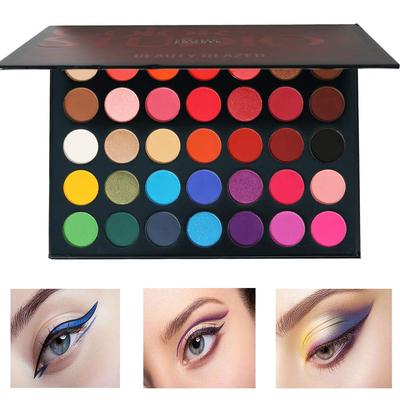 Beauty Glazed Paleta 35 Cieni do Powiek: Paleta cieni do powiek z wykończeniem perłowym/matowym, składniki nawilżające, półprzezroczyste, styl zachodni, przenośna,