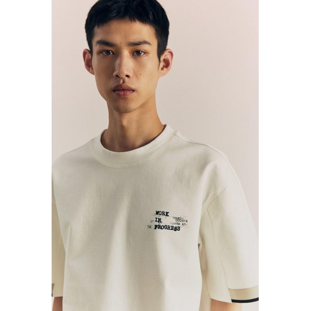 H M Loose FiT PrinTed T sHirT wHiTe